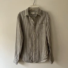 Club Monaco Gauzy Button Down Shirt Men's XS Slim Fit Grey Plaid