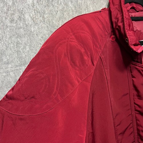 Vintage 90s Basic Editions Winter Coat Puffer Quilted Lined Button Up Red Large - Picture 8 of 10