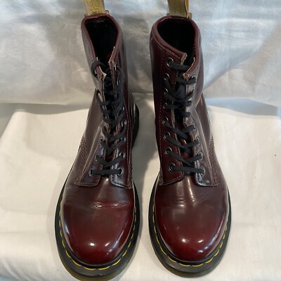 Dr. Martens 1460 Vegan Cherry Red Boots, Pre Loved, Mens