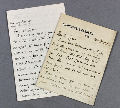 c1900 James Froude controversy two h/written letters from his daughter Margaret