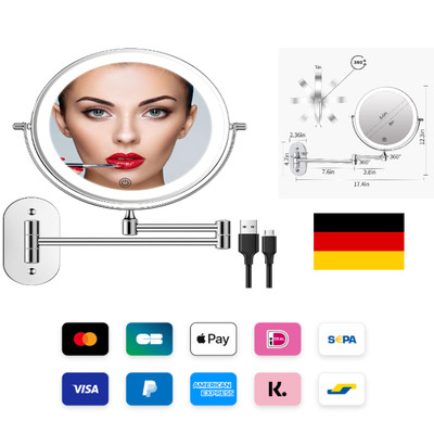 FUNTOUCH Wiederaufladbar Kosmetikspiegel LED Beleuchtung 10x Vergrößerung