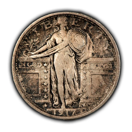 1917 Ty-1 25c Standing Liberty Silver Quarter - Type 1 - Crusty VF - SKU-T4797