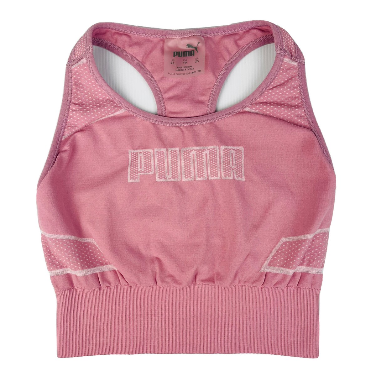PUMA EVOKNIT Pink Sports Crop Top Bra Size XS Activewear