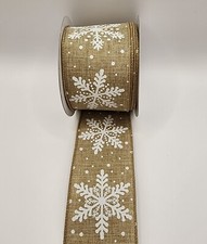 Christmas Holiday Wired Burlap Ribbon - Red White - 2-1/2-Inch, 10 Yards.
