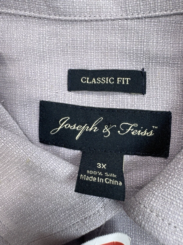 Camisa Joseph & Feiss Para Hombres 3XL Campamento Púrpura Manga Corta Botón Frontal Seda Nueva con Etiquetas Foto 3 de 4