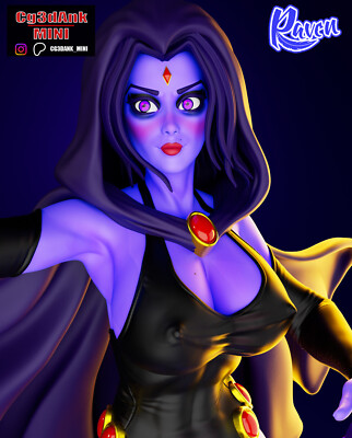 Raven, Rachel Roth, DC, Comic, sexy Pin Up, Statue, Figur, 3D Druck, UNBEMALT