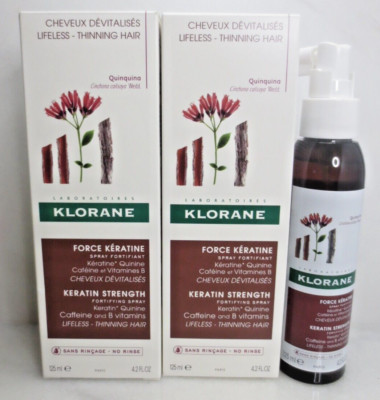 KLORANE KERATIN STRENGTH FORTIFYING SPRAY FOR THINNING HAIR 4.2 OZ - LOT OF 2