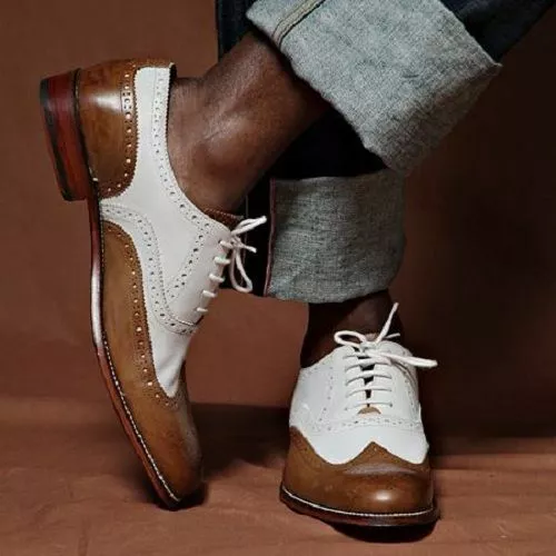 Two tone wingtip clearance boots
