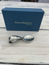 Reed  Barton Curved Handle Baby Spoon Pewter With Box