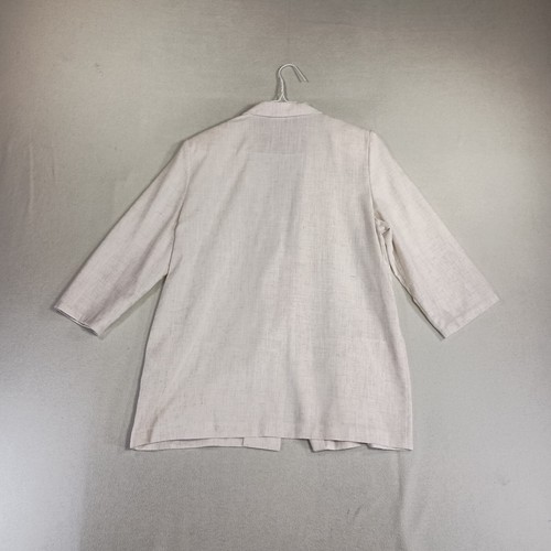Sag Harbor Linen Blend Blazer Womens Size 14 Coastal Lagenlook Minimalist Office - Picture 2 of 12
