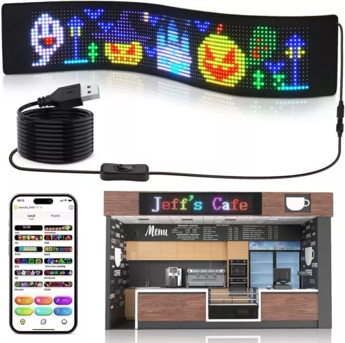 USB LED Car Flexible Sign Scrolling Message Display Screen APP Programmable RGB - Picture 12 of 24