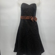 DAVIDS BRIDAL Black Brown Strapless Formal Gown Prom Dress