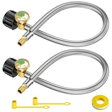 Alloxity 2PCS 15 Inch RV Propane Tank Hose with Gauge Replacement Steel Braid...