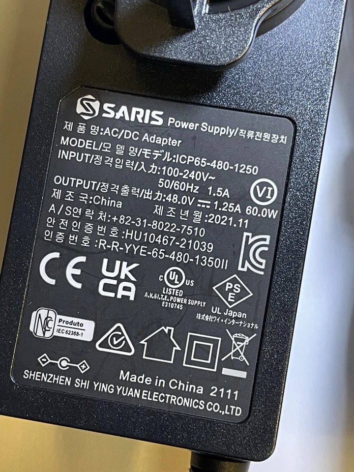 48 V 1,25 A 60,0 W Saris Netzteil AC/DC Adapter ICP65-480-1250 UK USA EU AUS - Bild 2 von 4