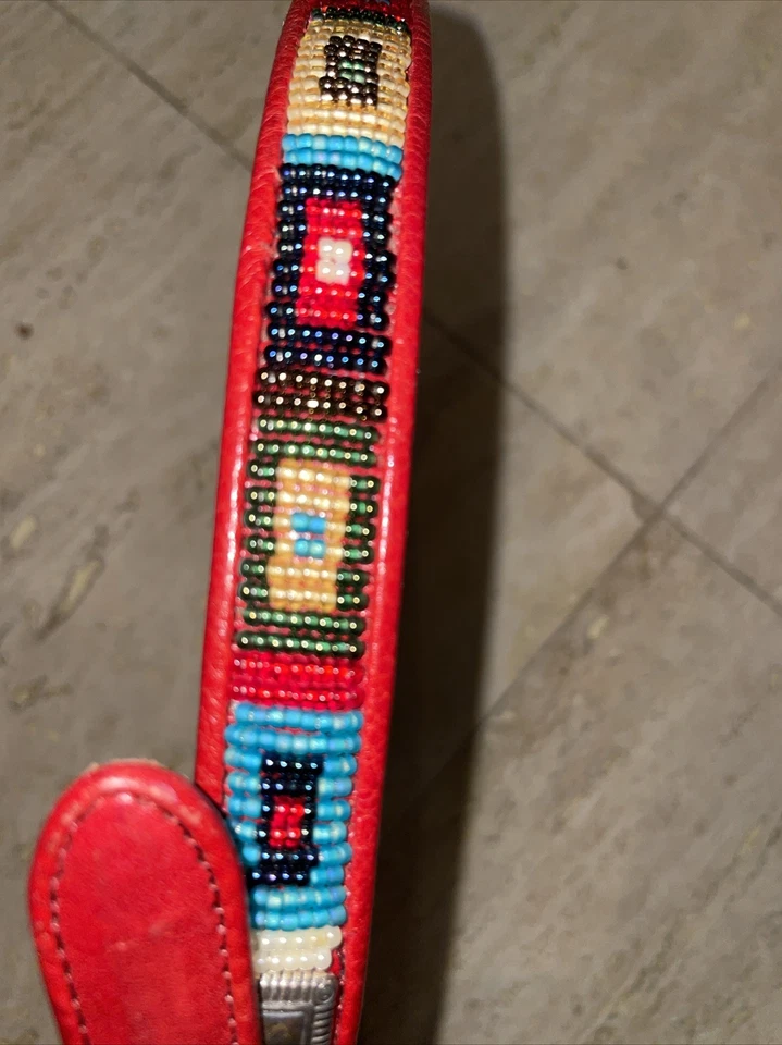 Пояс Brighton 03507 красный кожаный юго-западный с бисером размер женский M - Изображение 4 из 4