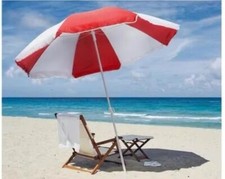 6 ft Red White Beach Umbrella