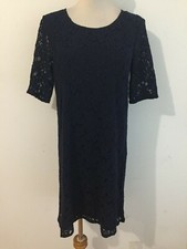 Gap Short Sleeve Crewneck Floral Lace Overlay Shift Tunic Dress Navy Size 2