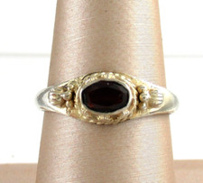 .925 Sterling Silver Red Garnet Ring Boho Hippie Oval Garnet 7.5