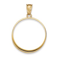 14k Yellow Gold Prong Set Coin Frame Charm Pendant - 27.5x36mm on sale 14k Yellow Gold Prong Set Coin Frame Charm Pendant - 27.5x36mm on sale