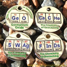 4pcs PathTag Lot - Chemistry of Geocaching set of 4 regular versions