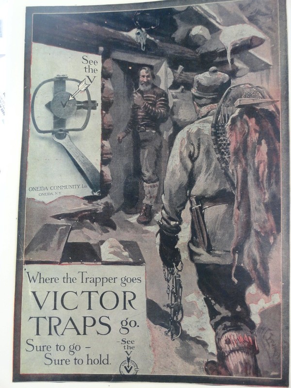 Victor Traps Advertising Poster Where Trappers Go. Edwards Artist Oneida, N.Y. 