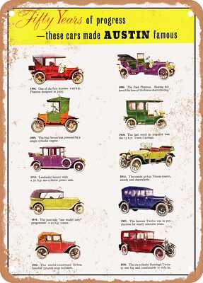 METAL SIGN - 1952 Austin Evolution 1906 to 1928 Vintage Ad