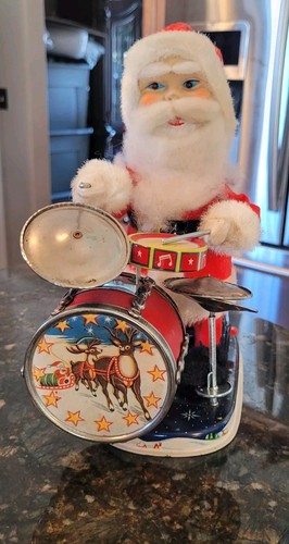 VINTAGE 1950S ALPS BATTERY OPERATED HAPPY SANTA BOX LIGHTED EYES - SEE VIDEO! - Picture 15 of 24