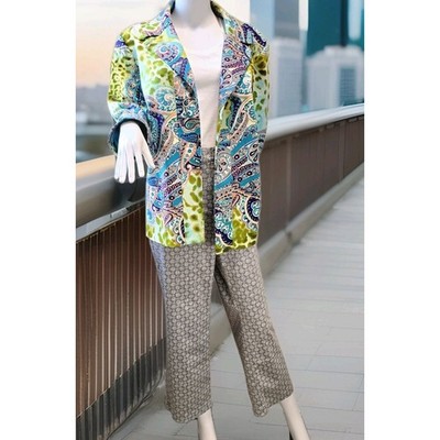 Harve Benard 20W 2X Plus Paisley Cotton Open Art-2-Wear Jacket Blazer Maximalist