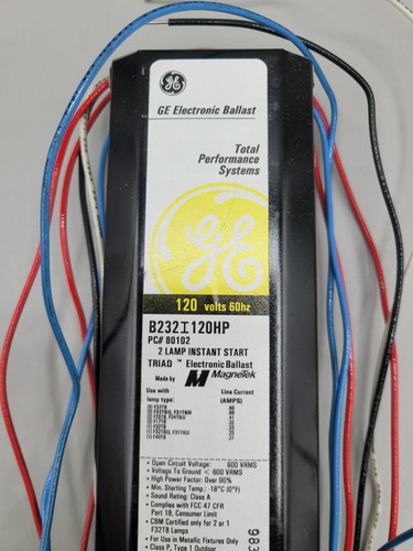 NUEVO GE MagneTek B232I120HP Balastro Electrónico 2 Lámpara 120V 80102 Arranque Instantáneo - Imagen 2 de 3