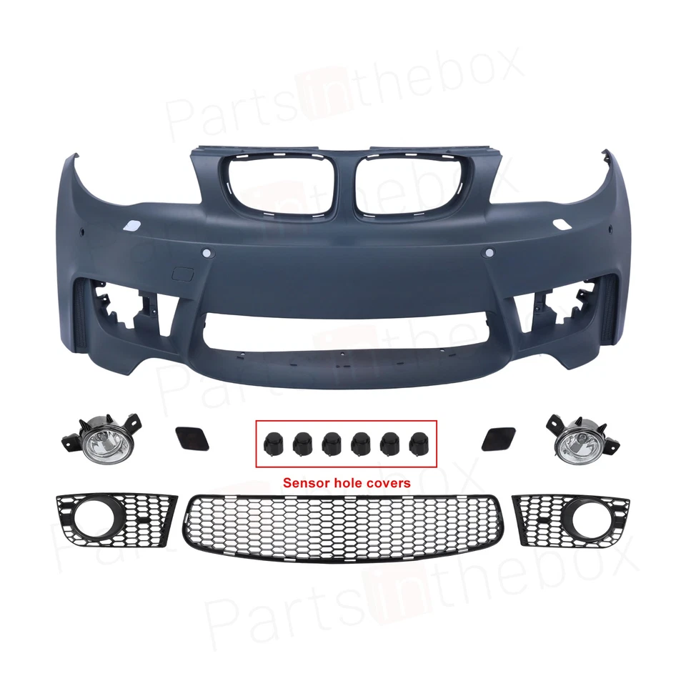 1M Style Front Bumper Fog Lamps Grille For 08-13 BMW E82 E88 1 Series 128i 135i - Imagem 2 de 4