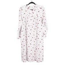 Aria Collection Fleece Cardinal Nightgown M Womens Long Sleeve White Red Winter