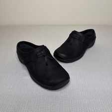 Merrell Encore Black Leather Slip On Comfort Clogs Tassel Womens US 8.5 EU 39