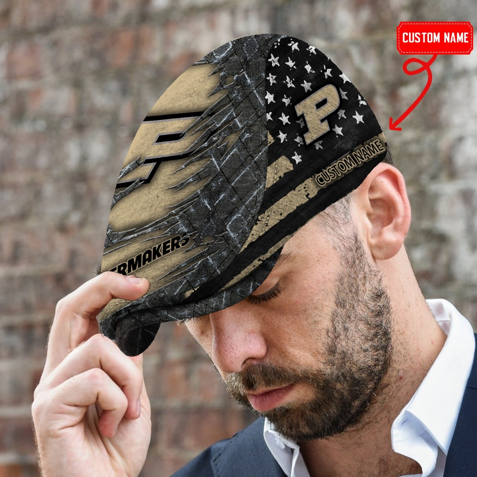 Purdue Team Boilermakers Jeff Cap NCAA Jeff Cap Newsboy Flat Golf Driving Hat