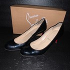 Seltene Christian Louboutin schwarze Leder High Heels rote Sohle Größe 37 US ...