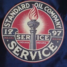 8" Round Metal Sign Man Cave Wall Art Garage Bar Gas Station Oil Standard Oil #2