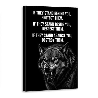 Wolf Warrior Protect Respect Destroy Canvas Wall Art Poster Fierce Animal Decor