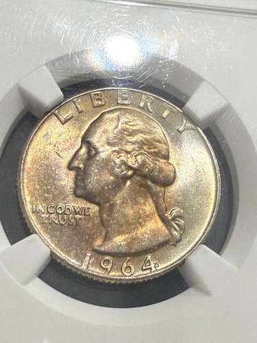 1964 D Quarter NGC MS 64 With Toning  On Face