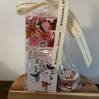 Michel Design Works Sweet Floral Melody Home Gift Set Candle Reed Diff Dish NEW