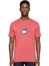 Robot-In-Teacup-3 Mens Graphic Tee, 100% Cotton, Casual Summer Wear