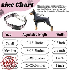 Martingale Dog Collar Reflective Nylon Chain Pink M Quick Release Buckle