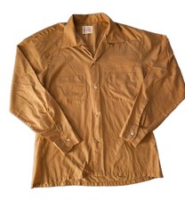 Vintage 60s Penney s Towncraft Loop Collar Shirt Men M Camp Penn Gold Brown