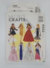 McCall's Sewing Pattern 8552 Barbie Doll Clothes 11 1/2" Doll Used But Uncut
