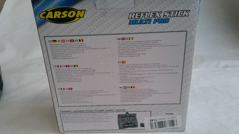 Carson C707122 Reflex Stick Pro 3 2.4GHz 2 Canali RC Trasmettitore E Servo - - Immagine 2 di 4