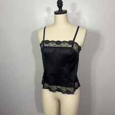 Vintage Warners Camisole Slip Top Black Lace 34
