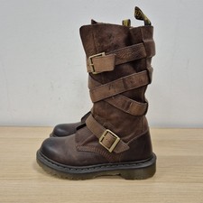 Dr Martens Lauren Buckle Biker Crazy Horse Leather Military Tank Girl Boots UK 4
