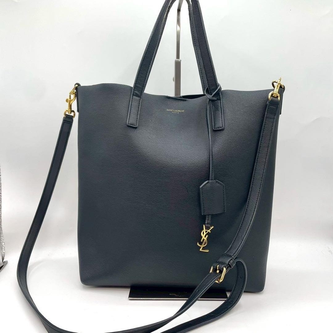 Borsa shopping giocattolo Saint Laurent borsa a tracolla in pelle a 2 vie ner...