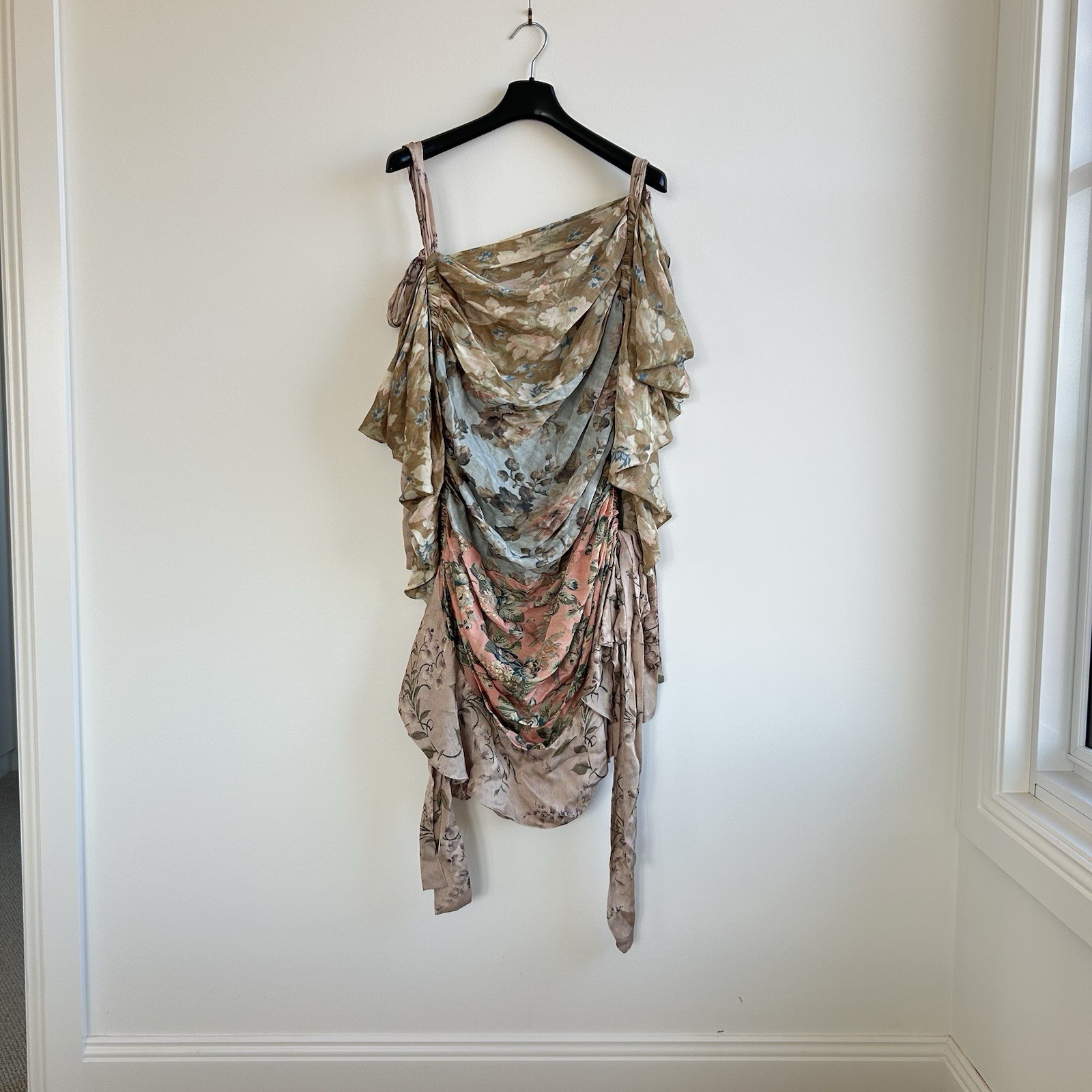 Zimmermann Unbridled Elixir Dress Size 3 AU 14/US 10 Silk Wrap Mini Pastel EUC