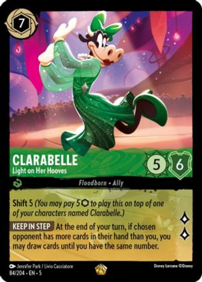 Lorcana Clarabelle - Light on Her Hooves - 84/204 - Legendary, Near Mint Shimmer