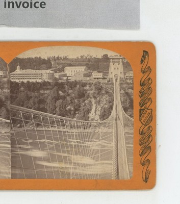 New Suspension Bridge From Tower Niagara Falls C. Bierstadt Stereoview c1870