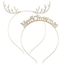 Christmas Headbands Set Cute Reindeer Antler Hairbands Sparkly Crystal Merry ...